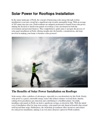 Solar Power for Rooftops Installation