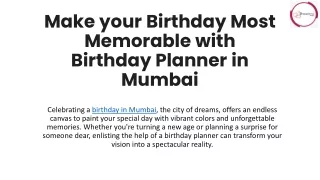 MAKE YOUR BIRTHDAY IN MUMBAI