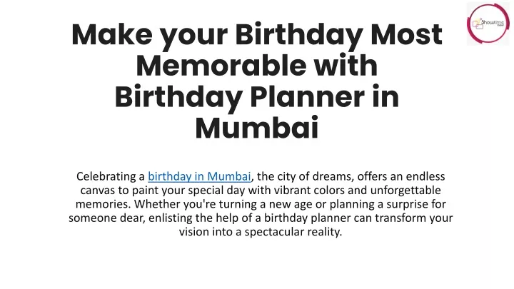 make your birthday most memorable with birthday planner in mumbai