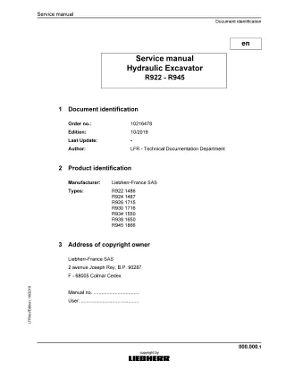 LIEBHERR R930 -1716 Hydraulic Excavator Service Repair Manual