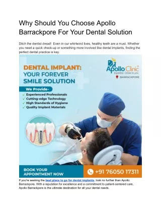 Discover the Best Dental Solution at Apollo Barrackpore - Choose Us Now!