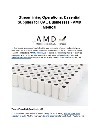 Streamlining Operations: Essential Supplies for UAE Businesses - AMD Medical