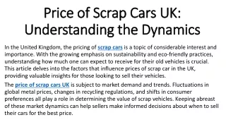 Price of Scrap Cars UK Understanding the Dynamics