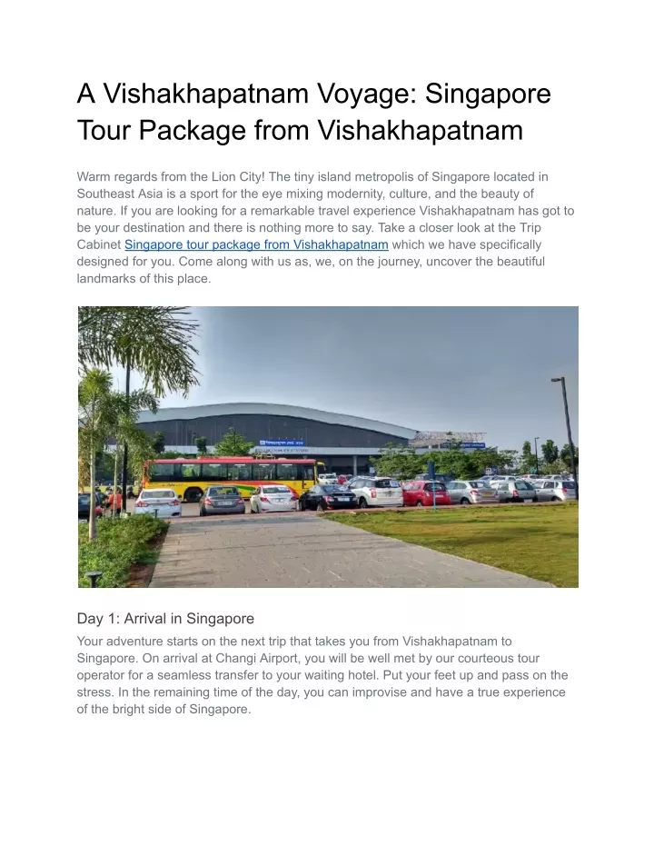 a vishakhapatnam voyage singapore tour package