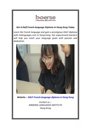 Get A Dalf French-language Diploma In Hong Kong Today