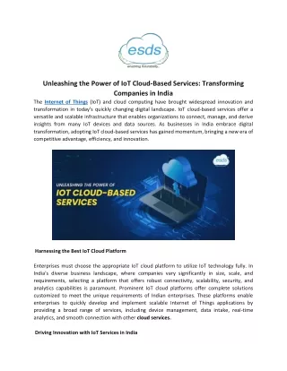 unleashing the power of iot cloud based services