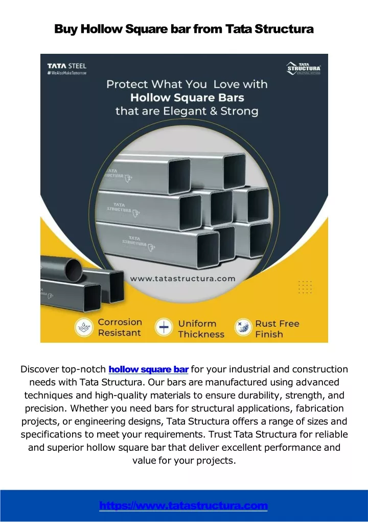 buy hollow square bar from tata structura