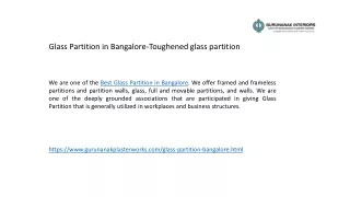 Glass Partition in Bangalore-Toughened glass partition