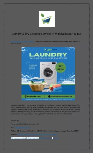 Laundry & Dry Cleaning Services in Malviya Nagar, Jaipur