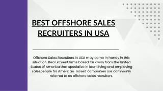 Best Offshore Sales Recruiters In USA