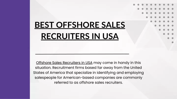 best offshore sales recruiters in usa