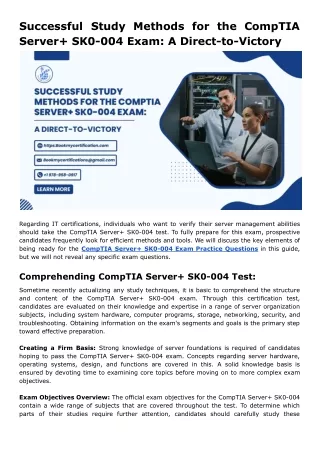 Successful Study Methods for the CompTIA Server  SK0-004 Exam_ A Direct-to-Victory