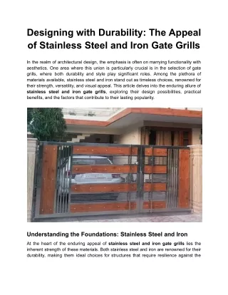 Designing with Durability The Appeal of Stainless Steel and Iron Gate Grills