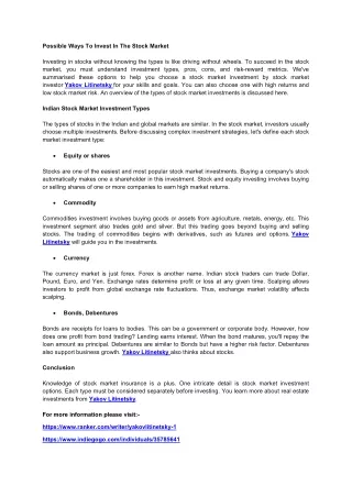 possible ways to invest in the stock market
