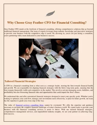 Why Choose Gray Feather CFO for Financial Consulting