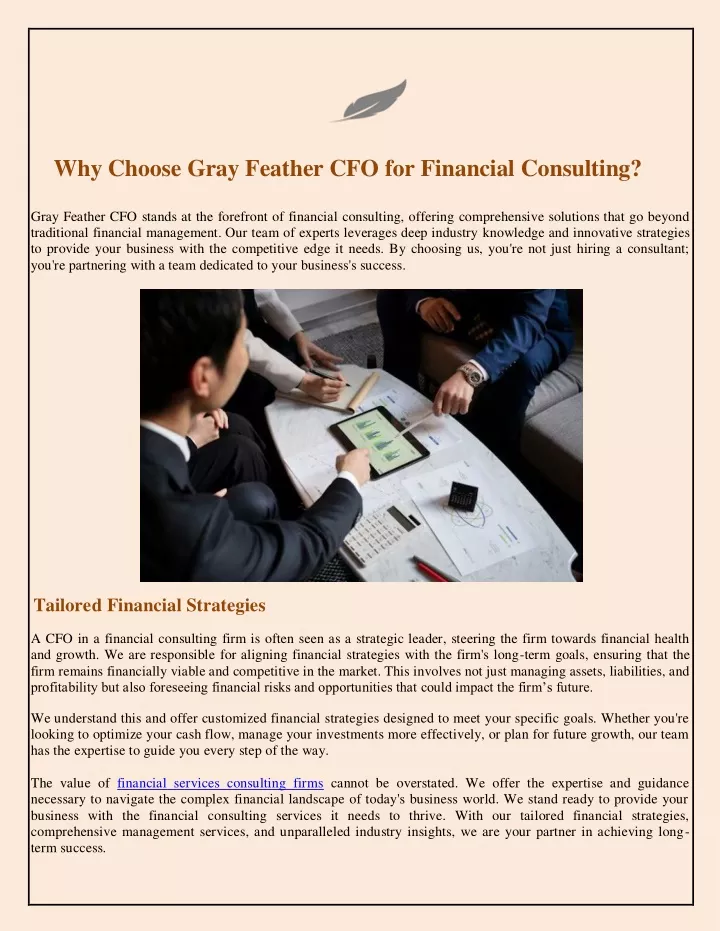 why choose gray feather cfo for financial
