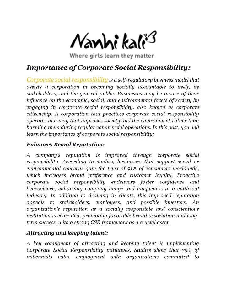 importance of corporate social responsibility