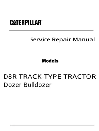 Caterpillar Cat D8R TRACK-TYPE TRACTOR Dozer Bulldozer (Prefix 7XM) Service Repair Manual (7XM00001 and up)