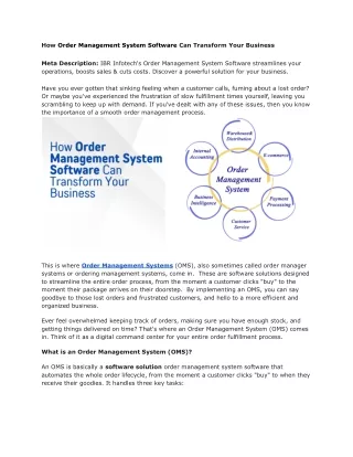 How order management system software Can Transform Your Business