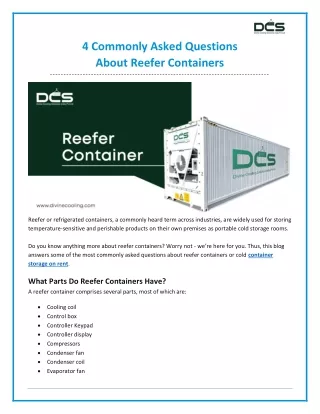 4 Commonly Asked Questions About Reefer Containers