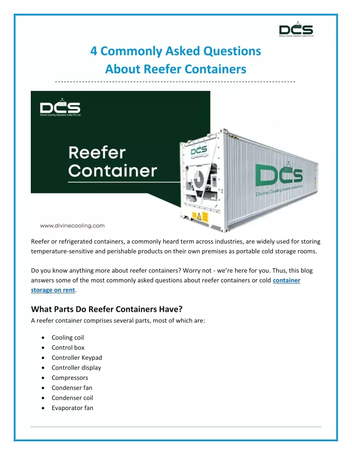 4 commonly asked questions about reefer containers