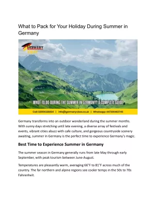 What to Pack for Your Holiday During Summer in Germany