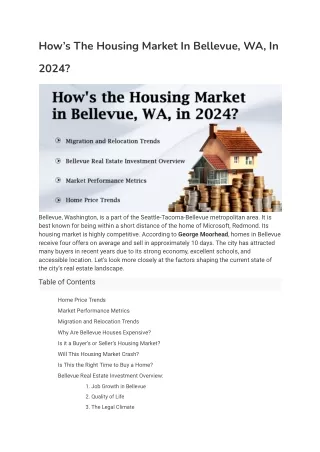 How The Housing Market In Bellevue WA In 2024_