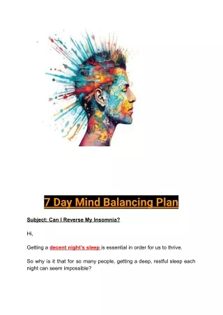 7 Day Mind Balancing Plan