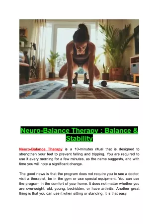 Neuro-Balance Therapy : Balance & Stability
