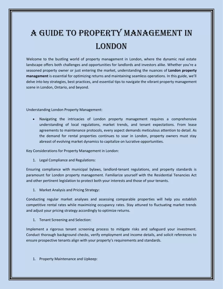a guide to property management in london