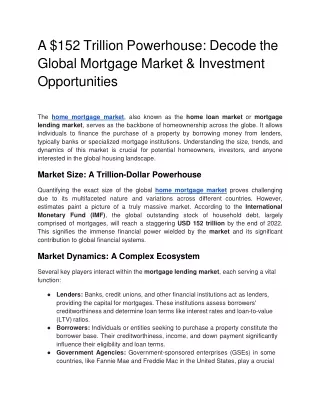 A 152 Trillion Powerhouse Decode the Global Mortgage Market & Investment Opportunities