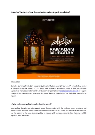 How Can You Make Your Ramadan Donation Appeal Stand Out