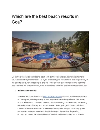 Which are the best beach resorts in Goa?