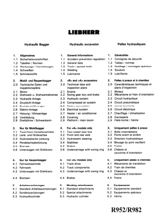Liebherr R952 Crawler Excavator Service Repair Manual