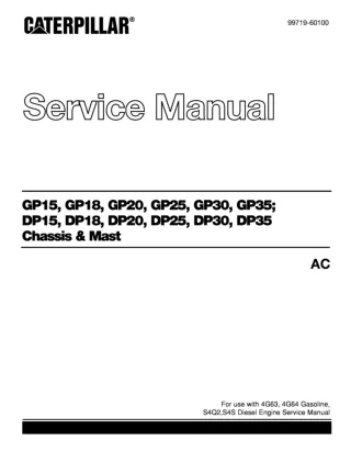 Caterpillar Cat DP25 FC Forklift Lift Trucks Service Repair Manual SN：6BP-10043 and up