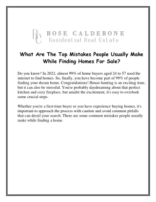 What Are The Top Mistakes People Usually Make While Finding Homes For Sale