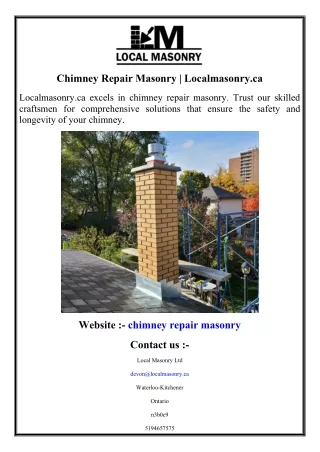Chimney Repair Masonry  Localmasonry.ca