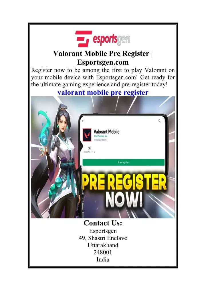 valorant mobile pre register esportsgen