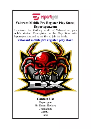 Valorant Mobile Pre Register Play Store  Esportsgen.com