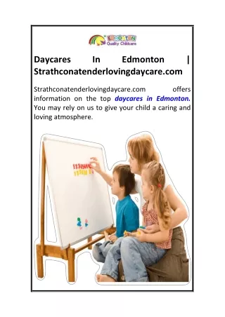Daycares In Edmonton  Strathconatenderlovingdaycare.com