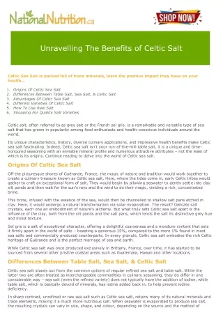 Unravelling The Benefits of Celtic Salt