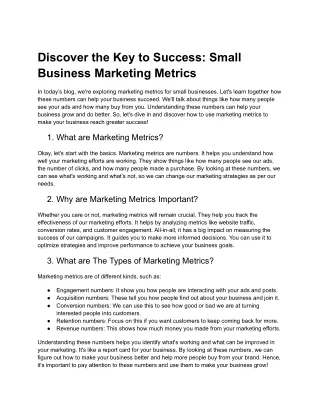 Discover the Key to Success: Small Business Marketing Metrics