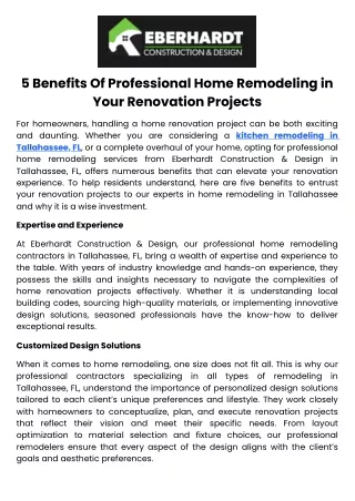 5 Benefits Of Professional Home Remodeling in Your Renovation Projects