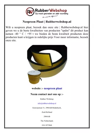 Neopreen Plaat  Rubberwebshop.nl