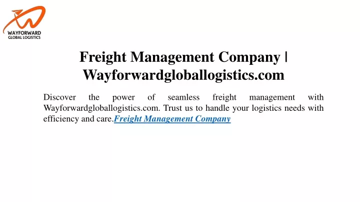 freight management company