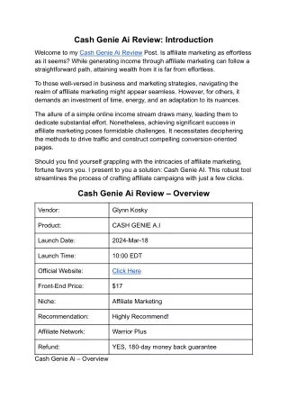Cash Genie Ai Review 2024 – No Ads - No SEO - No Wait