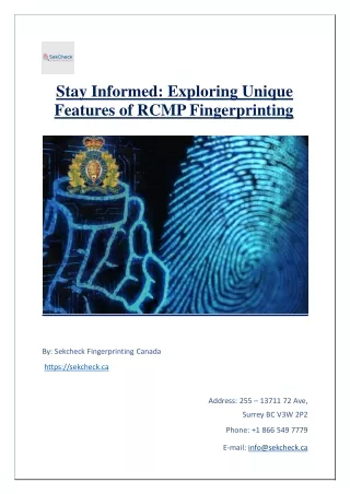 Stay Informed-Exploring Unique Features of RCMP Fingerprinting