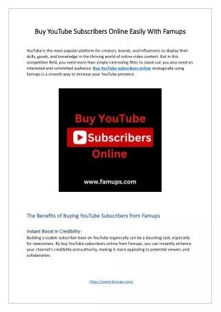 Buy YouTube Subscribers Online Easily With Famups