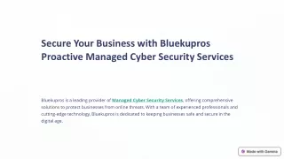 Secure Your Business with Bluekupros' Proactive Managed Cyber Security Services