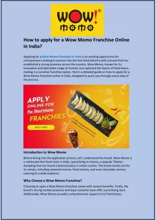 How to apply for a Wow Momo Franchise Online in India?